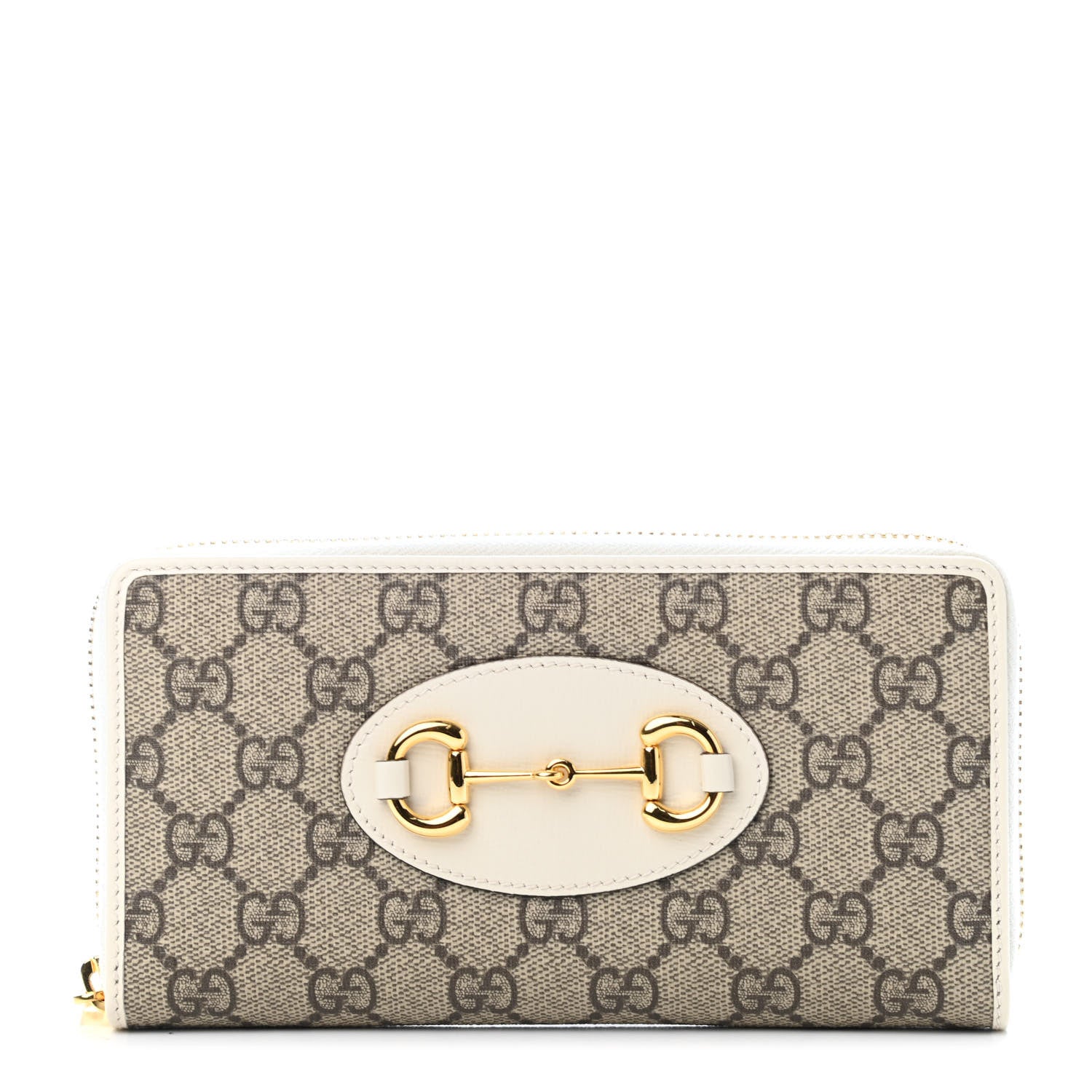Gucci GG Supreme Monogram Azalea Calfskin Horsebit 1955 Zip Around Wallet Beige Ebony Mystic White 1 of 15