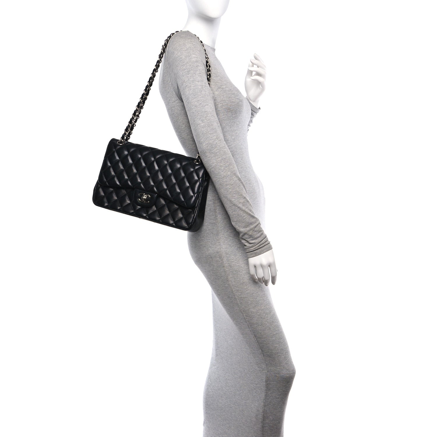 Chanel Lambskin Quilted Jumbo Double Flap Black 2 of 11