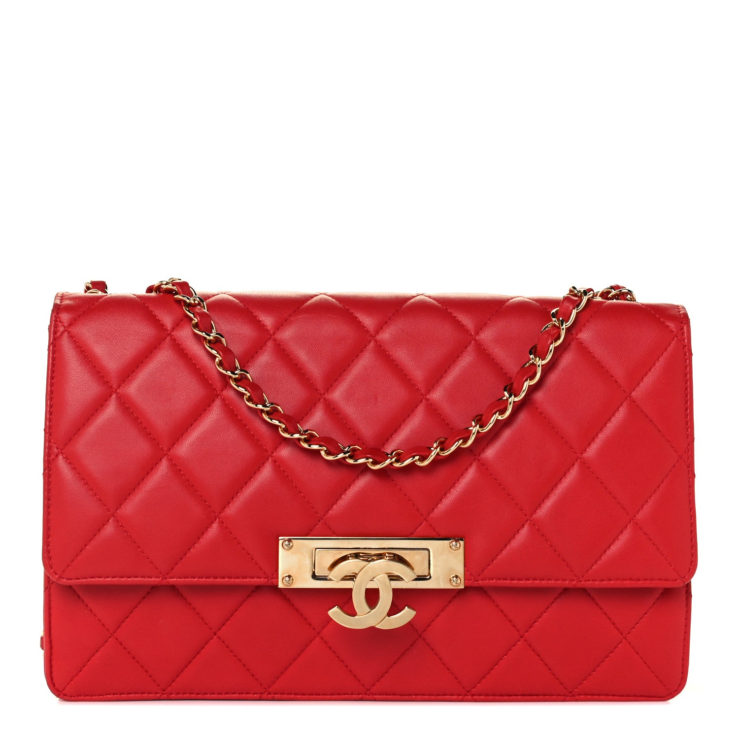Chanel Lambskin Quilted Large Golden Class Flap Red 1 of 11