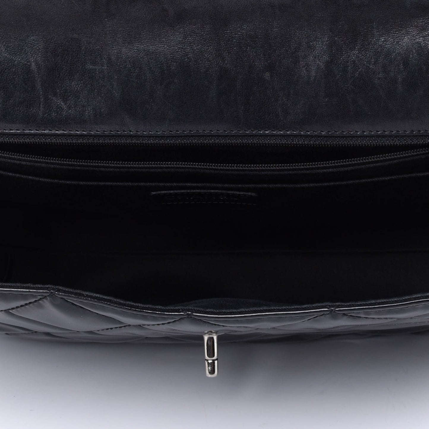 Patent Quilted Jumbo Flap Black