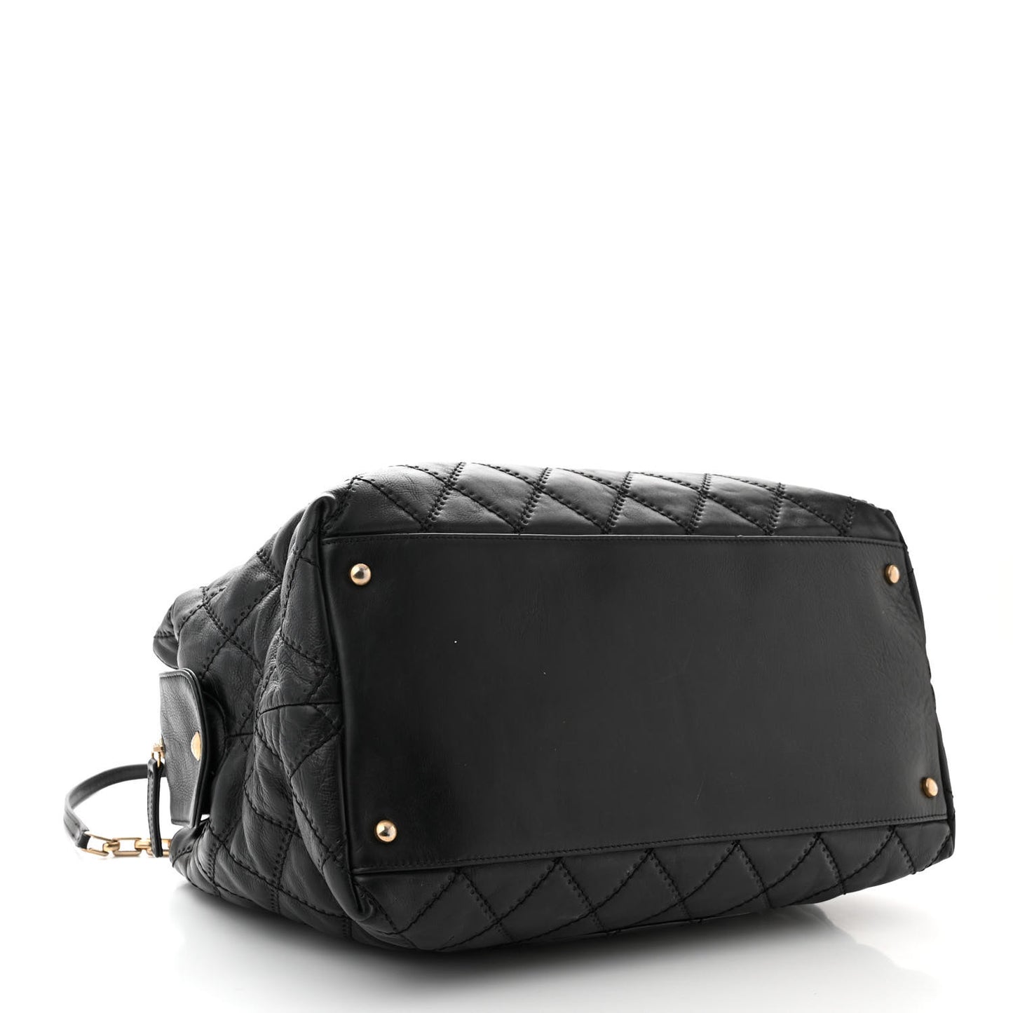 Calfskin Stitched Medium Retro Chain Tote Black
