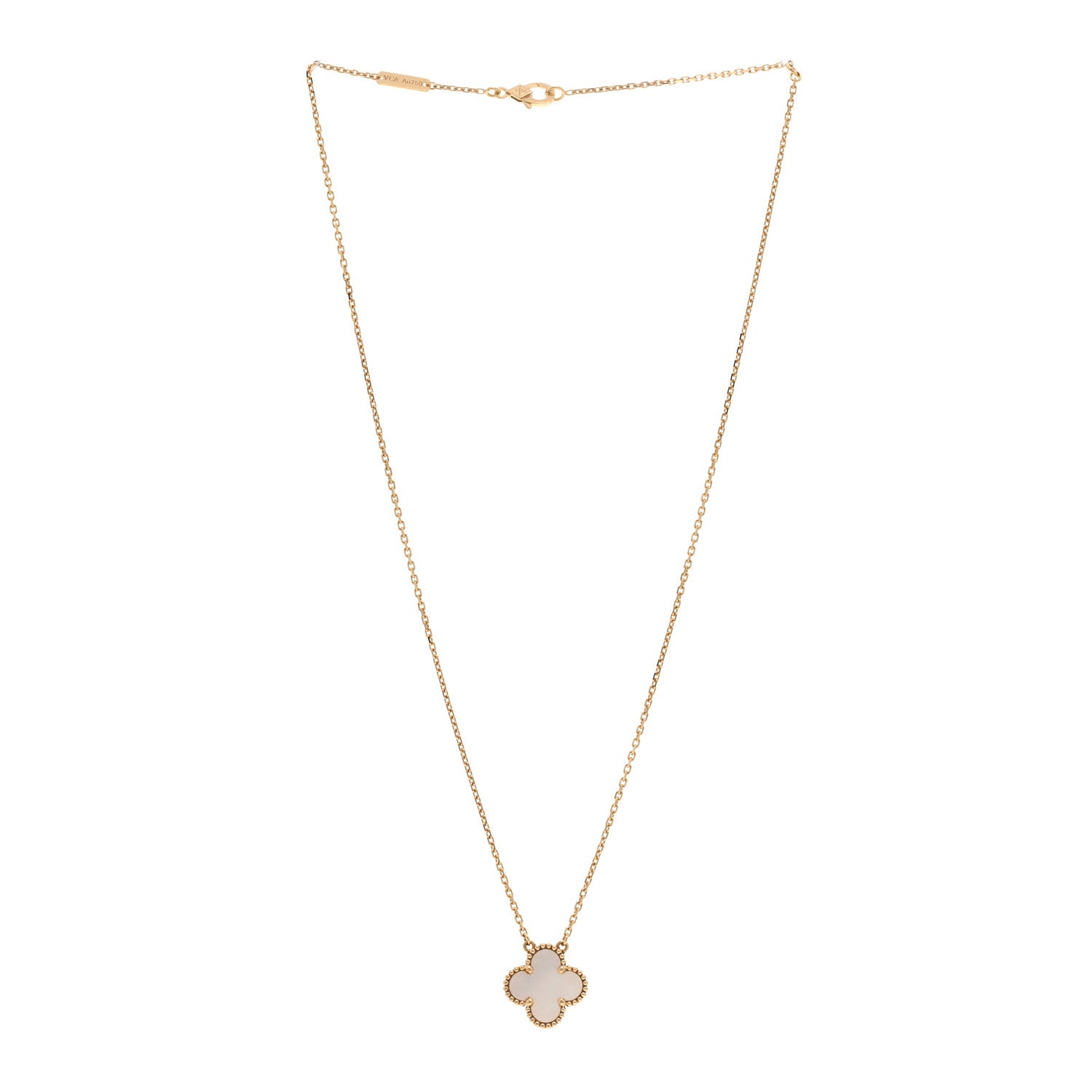 Van Cleef & Arpels VAN CLEEF & ARPELS 18K Yellow Gold Mother of Pearl Vintage Alhambra Pendant Necklace 3 of 6