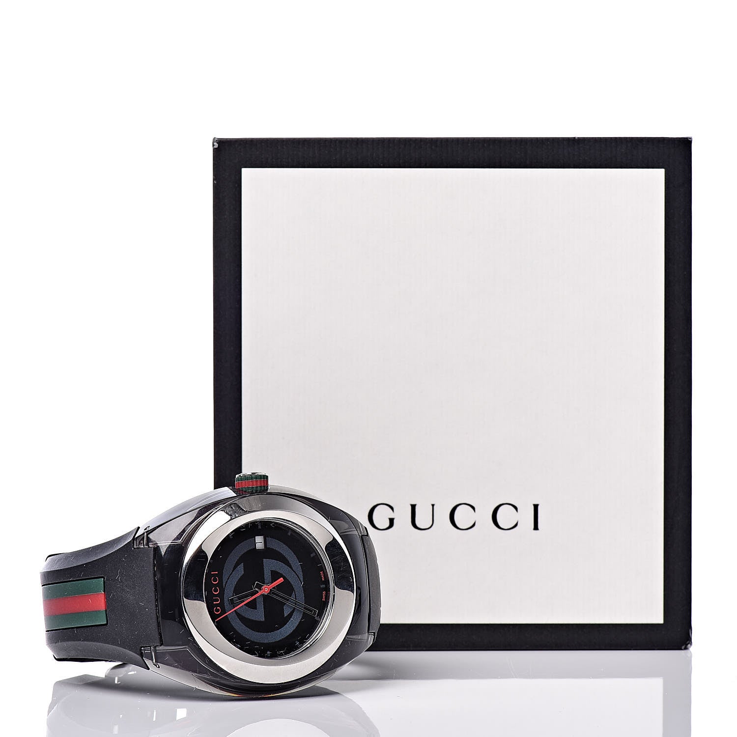 Gucci Stainless Steel Rubber 46mm Sync Web Quartz Watch Black 6 of 6