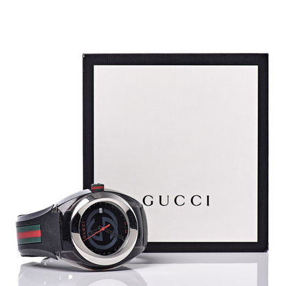 Gucci Stainless Steel Rubber 46mm Sync Web Quartz Watch Black 6 of 6