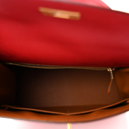 Hermes Epsom Horseshoe Kelly Sellier 28 Rouge Casaque Abricot 5 of 15