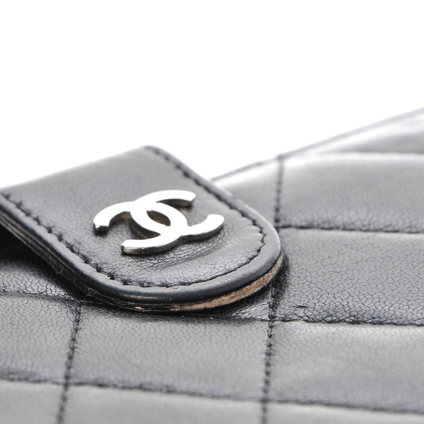 Lambskin Quilted Zipped Pocket Wallet Black