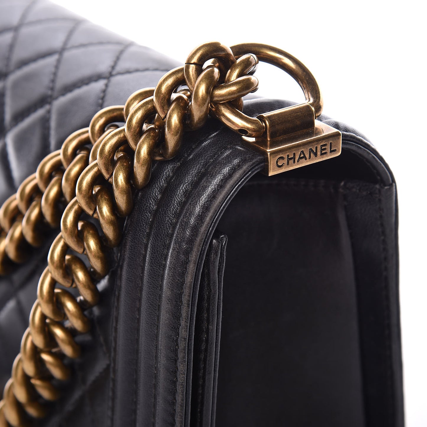 Lambskin Quilted Medium Boy Flap Dark Navy
