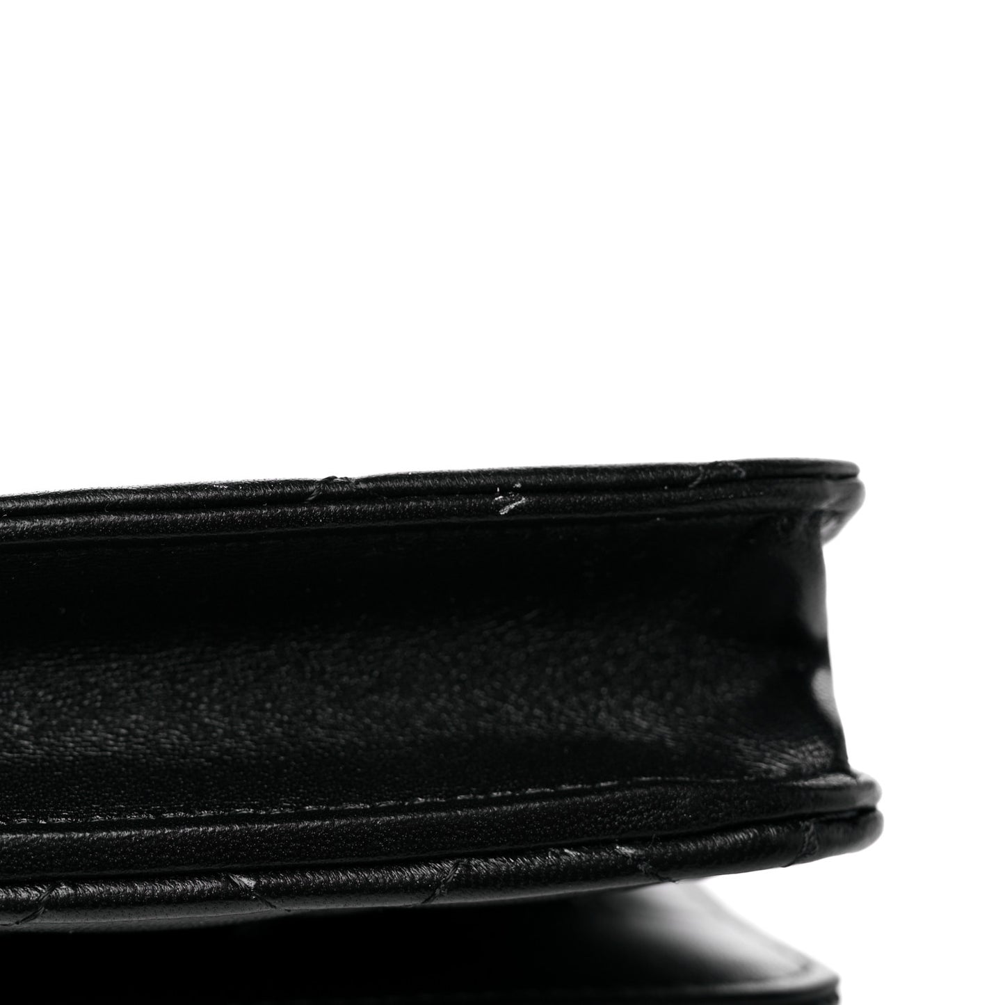 Lambskin Quilted Pearl Wallet On Chain WOC Black