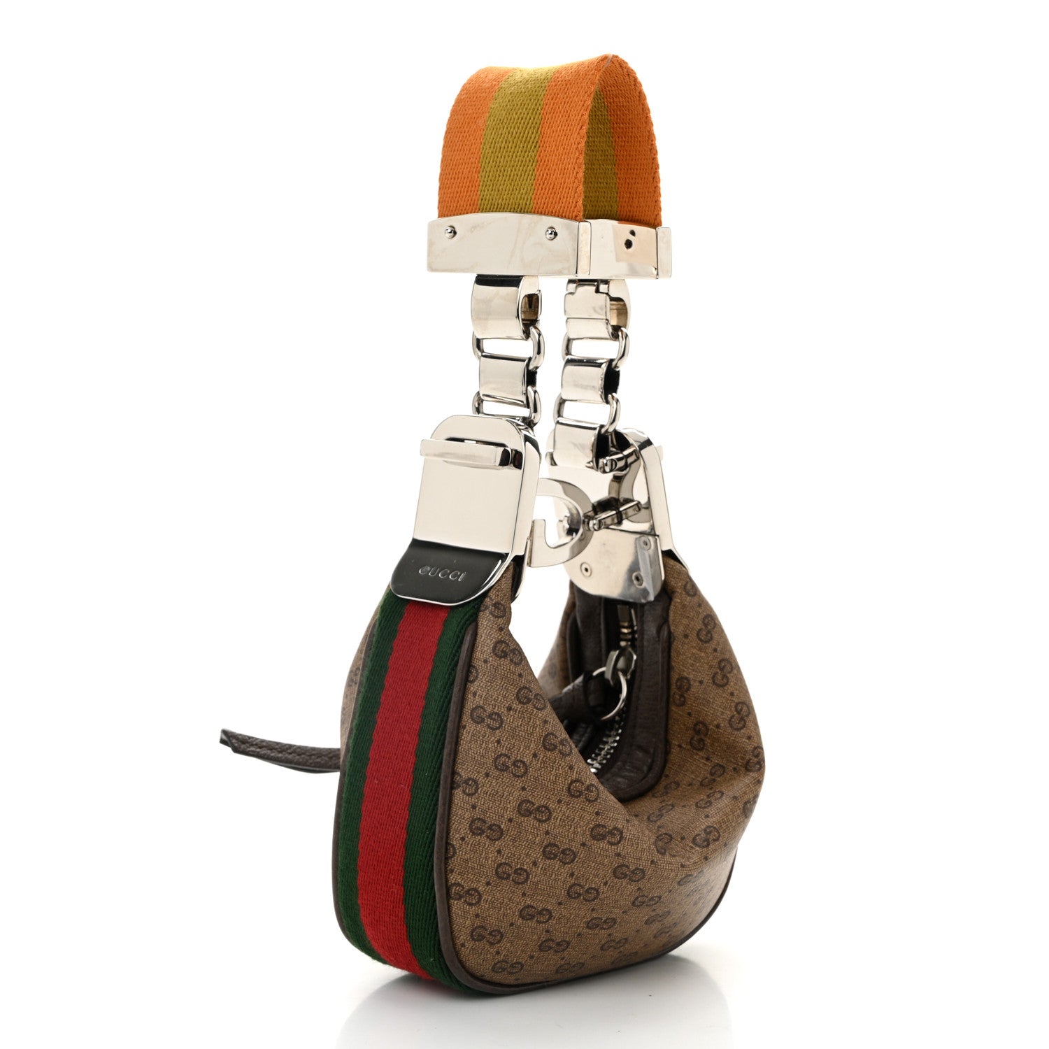 Gucci GG Supreme Monogram Textured Calfskin Web Mini Attache Hobo Beige Ebony New Acero 3 of 10