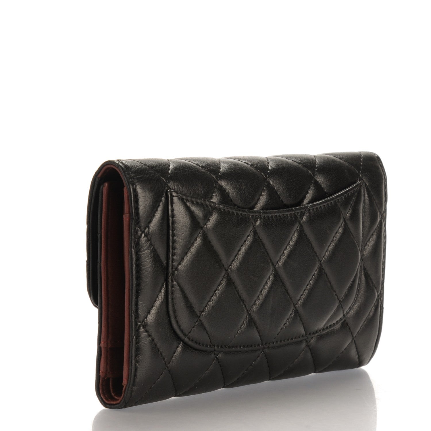 Chanel Lambskin Quilted Large Flap Wallet Black 3 of 8