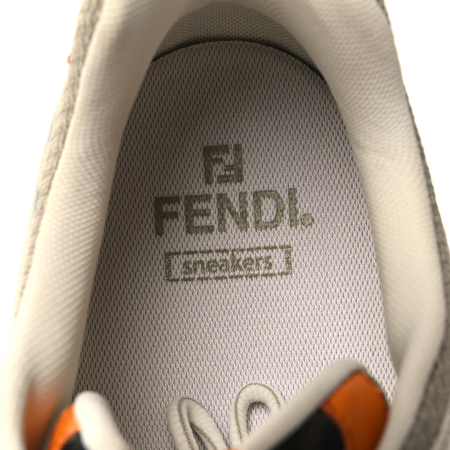 Fendi Nubuck Mesh Vitello FF Mens Faster Sneakers 12 Clementine Ghiaccio Beige 8 of 8