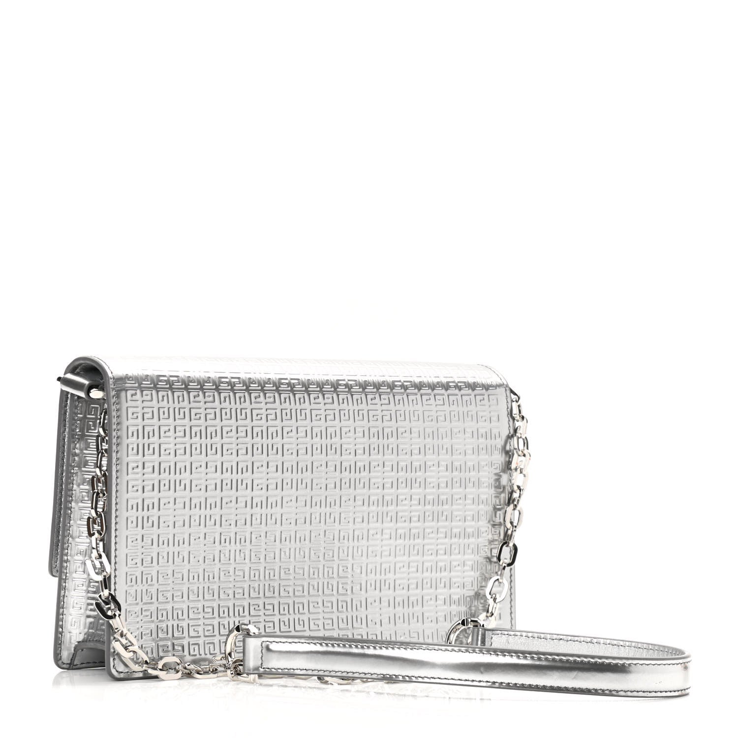 Givenchy Metallic Calfskin 4G Embossed Small 4G Crossbody Silver 3 of 9