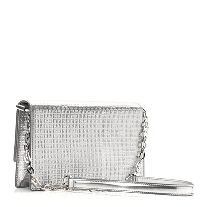 Givenchy Metallic Calfskin 4G Embossed Small 4G Crossbody Silver 3 of 9