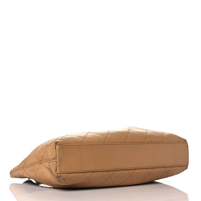 Chanel Lambskin Stitched Large Wood Handle Bag Beige 3 of 9