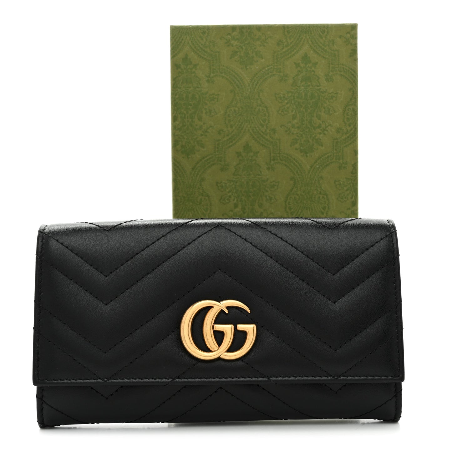 Calfskin Matelasse GG Marmont Continental Wallet Black