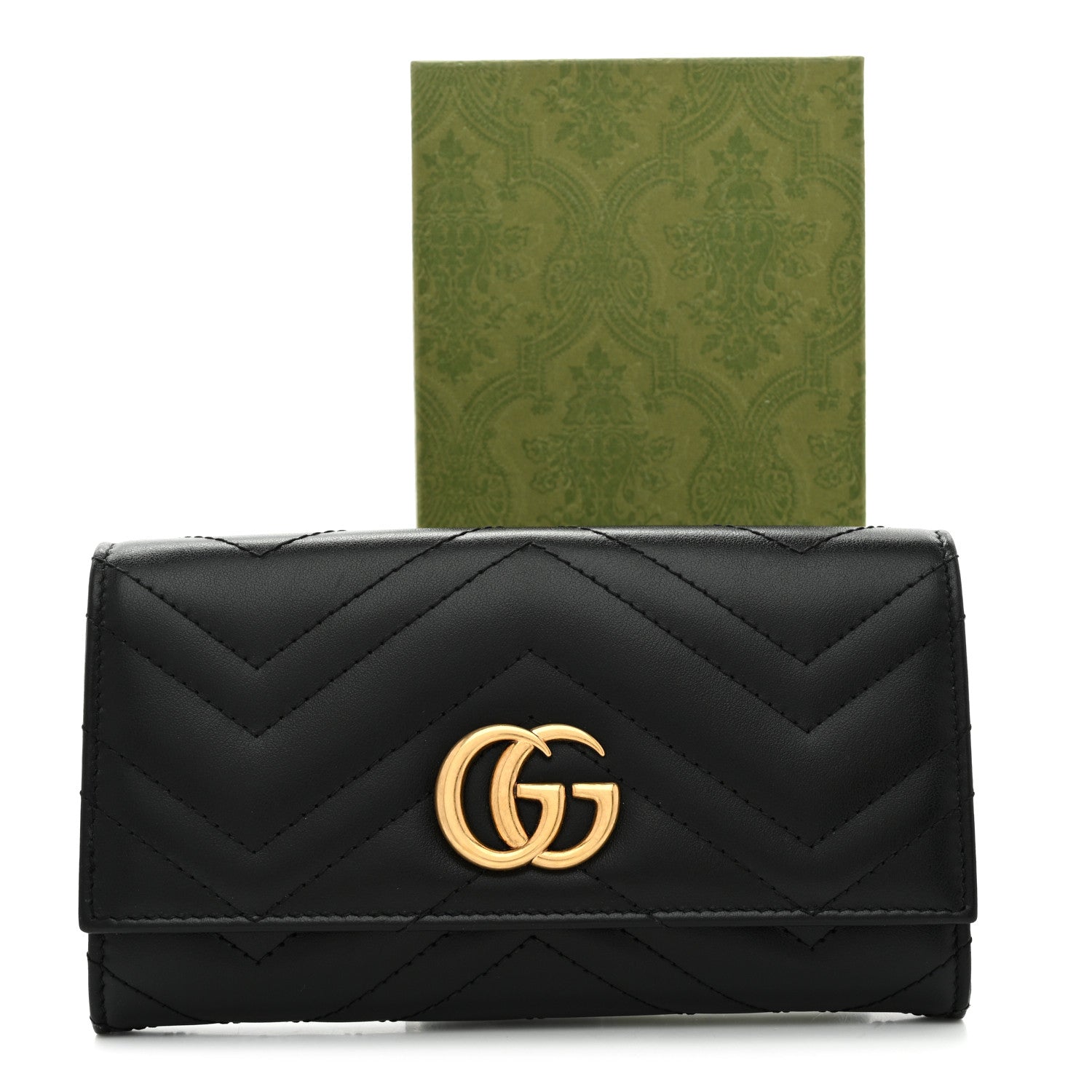 Gucci Calfskin Matelasse GG Marmont Continental Wallet Black 9 of 9