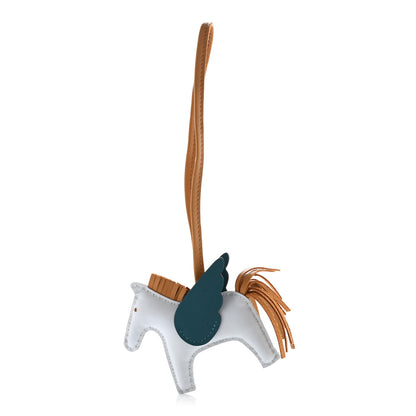 Hermes Milo Lambskin Grigri Rodeo Pegase Horse Bag Charm PM Bleu Brume Sesame Vert Bosphore 1 of 5