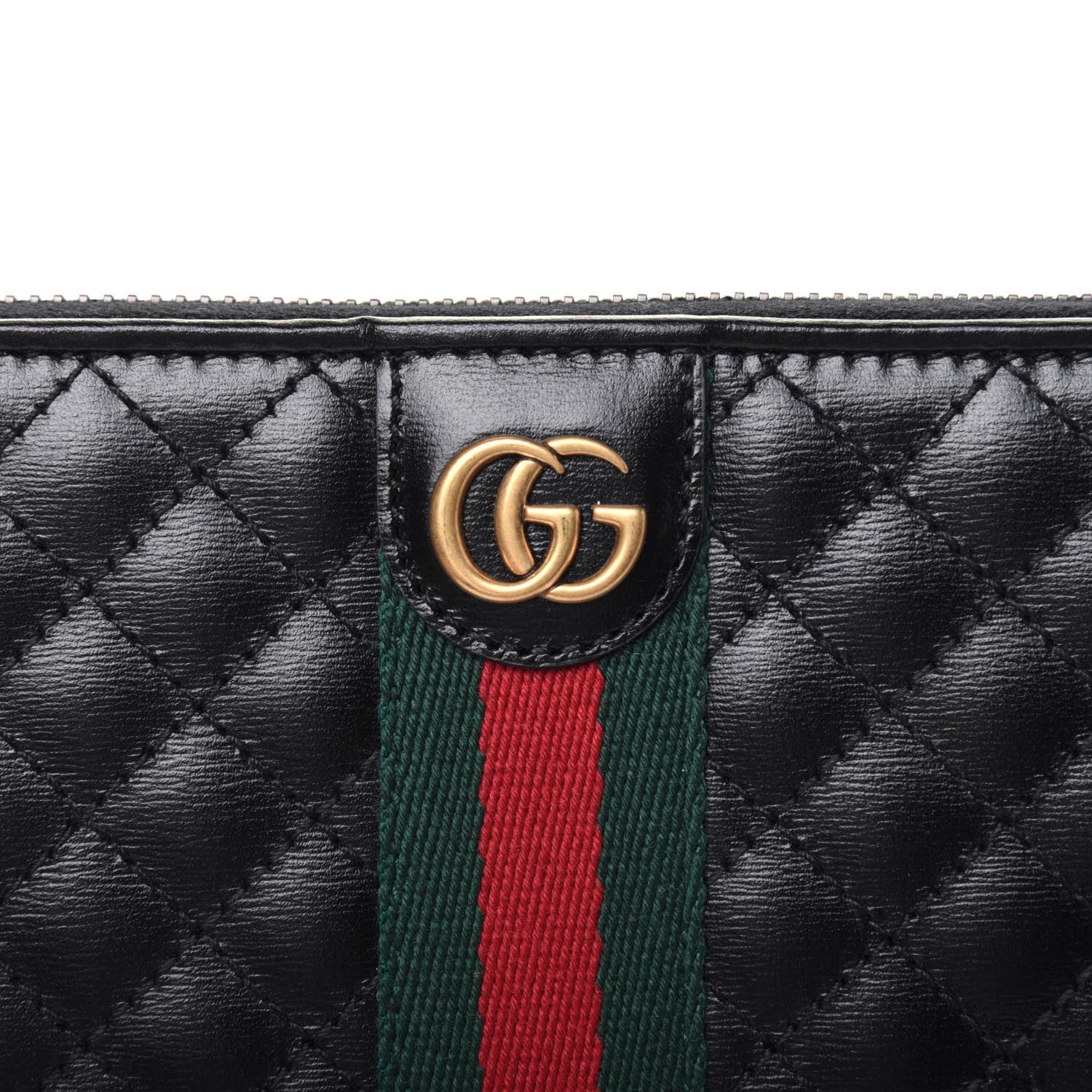 Gucci Calfskin Web Trapuntata GG Zip Around Wallet Black 10 of 11