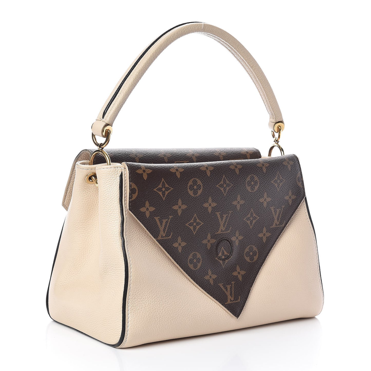 Grained Calfskin Monogram Double V Creme