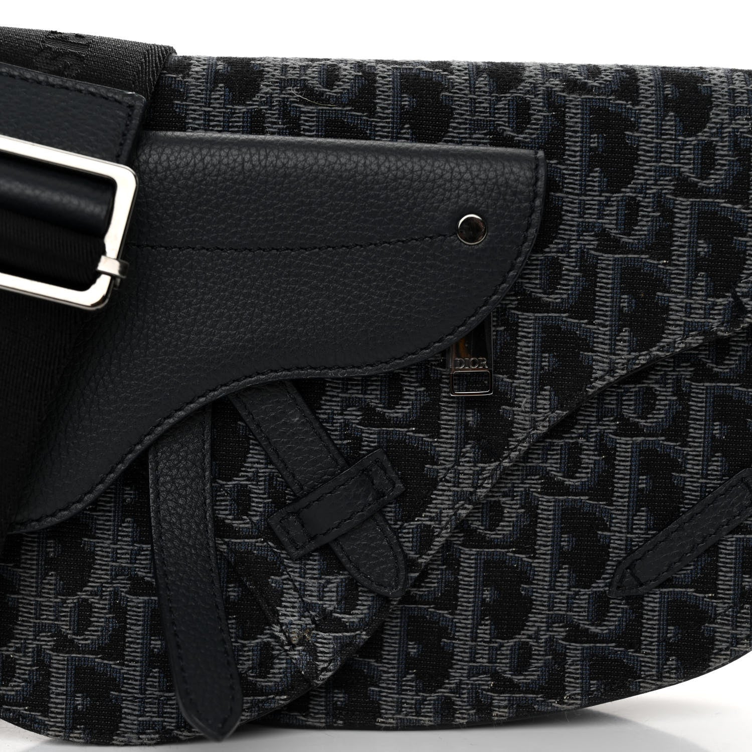 Christian Dior Oblique Saddle Messenger Pouch Blue Black 7 of 9