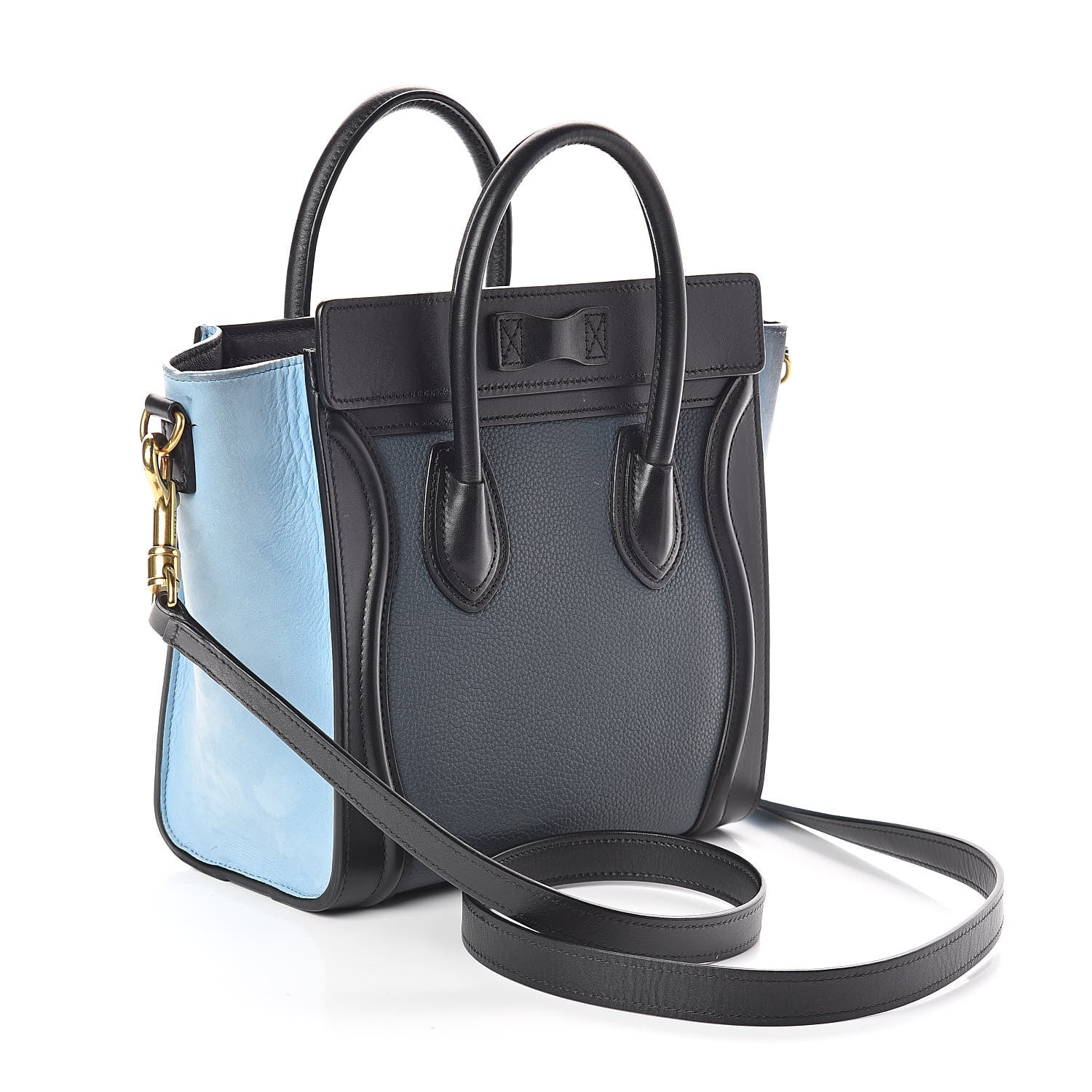 Celine Drummed Calfskin Nubuck Nano Tri-Color Luggage Milky Blue 3 of 11