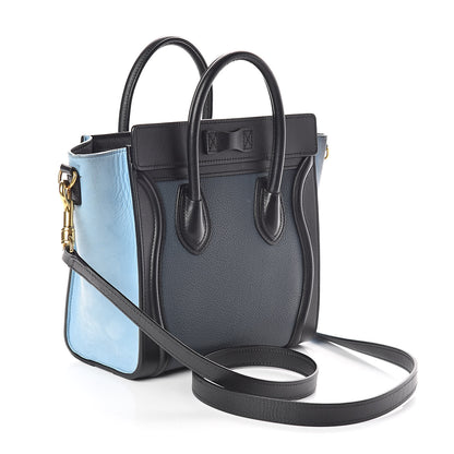 Celine Drummed Calfskin Nubuck Nano Tri-Color Luggage Milky Blue 3 of 11