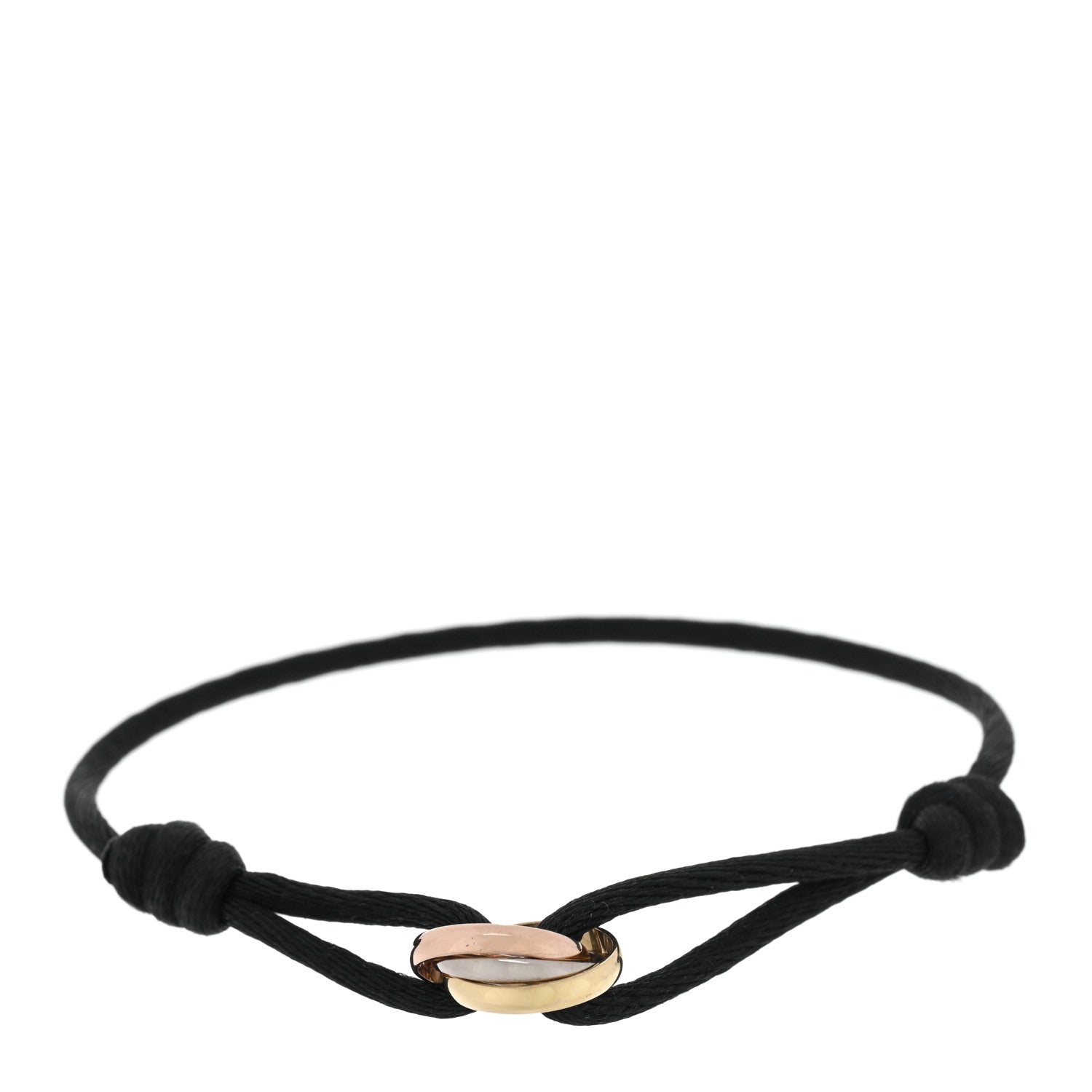 Cartier 18K Pink Yellow White Gold Trinity Adjustable Cord Bracelet Black 1 of 4