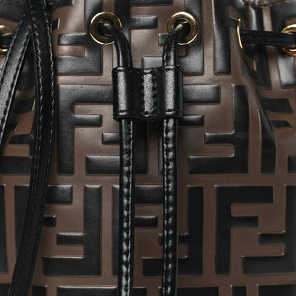 Fendi Vitello Liberty F is Fendi Bi-Color FF 1974 Embossed Mini Mon Tresor Bucket Bag Maya Black 8 of 14