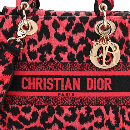 Christian Dior Canvas Mizza Embroidered Medium Lady D-Lite Fuchsia 7 of 9