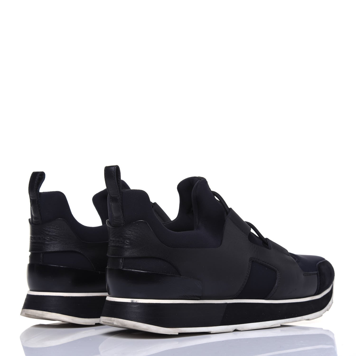 Hermes Technical Canvas Calfskin Goatskin Womens Player Sneakers 38 Marine Black 4 of 13