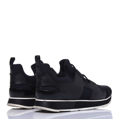 Hermes Technical Canvas Calfskin Goatskin Womens Player Sneakers 38 Marine Black 4 of 13