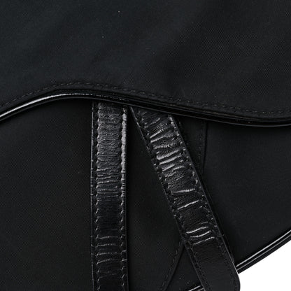 Christian Dior Canvas Patent Calfskin Saddle Bag Black 10 of 17