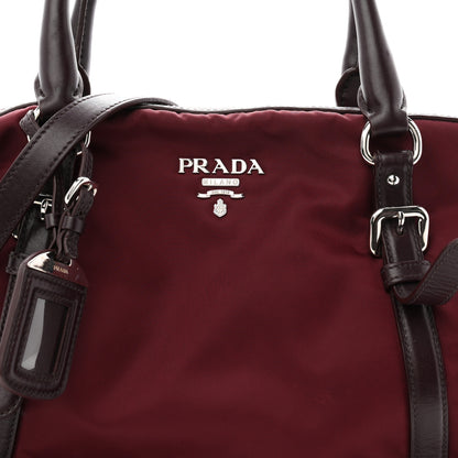 Prada Nylon Tessuto Soft Calf Small Tote Granato 8 of 11