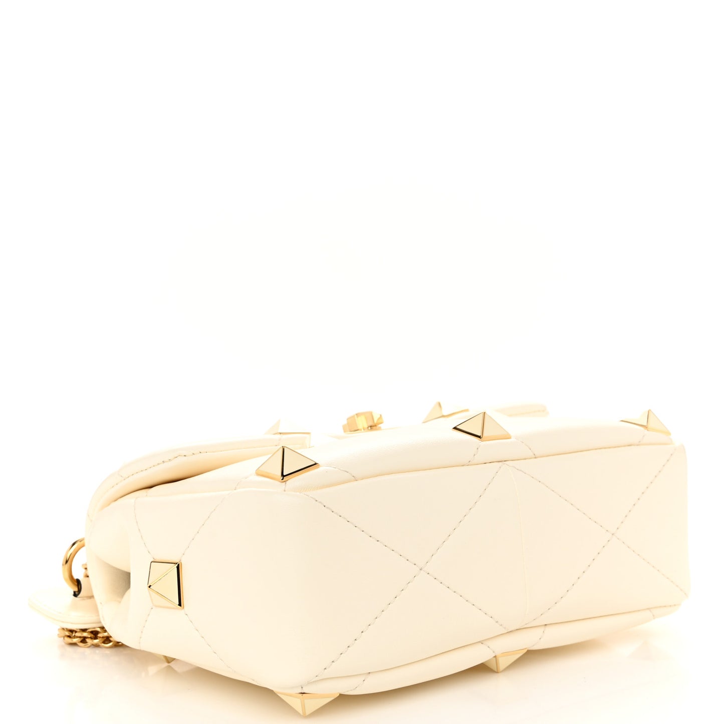 Nappa Enamel Medium Roman Stud Shoulder Bag Bag Ivory