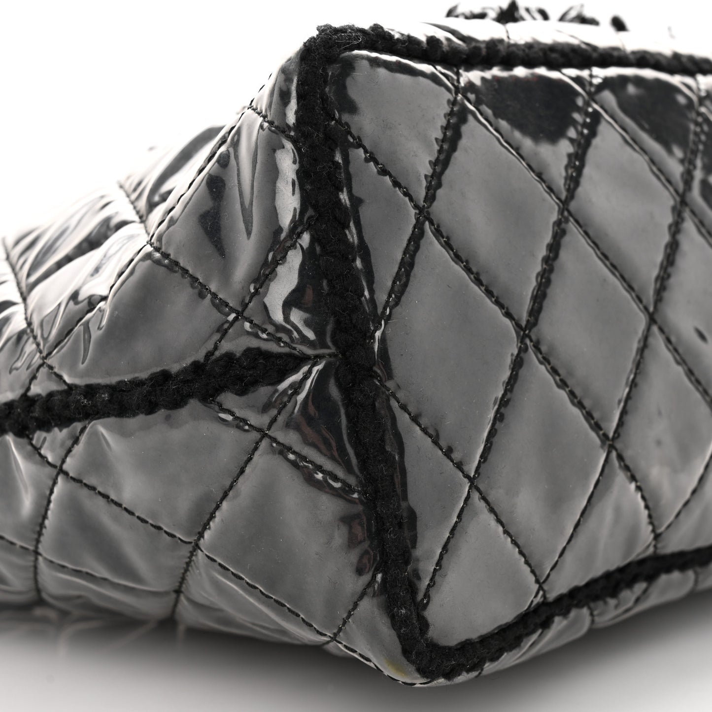 Vinyl Quilted Funny Tweed Tote Black