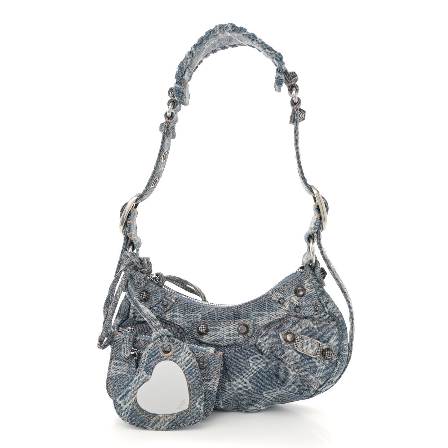 Denim BB Monogram Le Cagole Shoulder Bag XS Blue