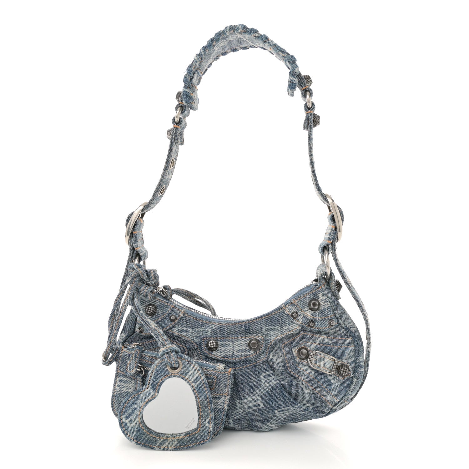 Balenciaga Denim BB Monogram Le Cagole Shoulder Bag XS Blue 2 of 12
