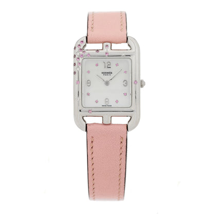 Hermes Stainless Steel Swift Diamond Pink Sapphire Mother of Pearl 23mm Cape Cod Quartz Watch Rose Sakura 1 of 5