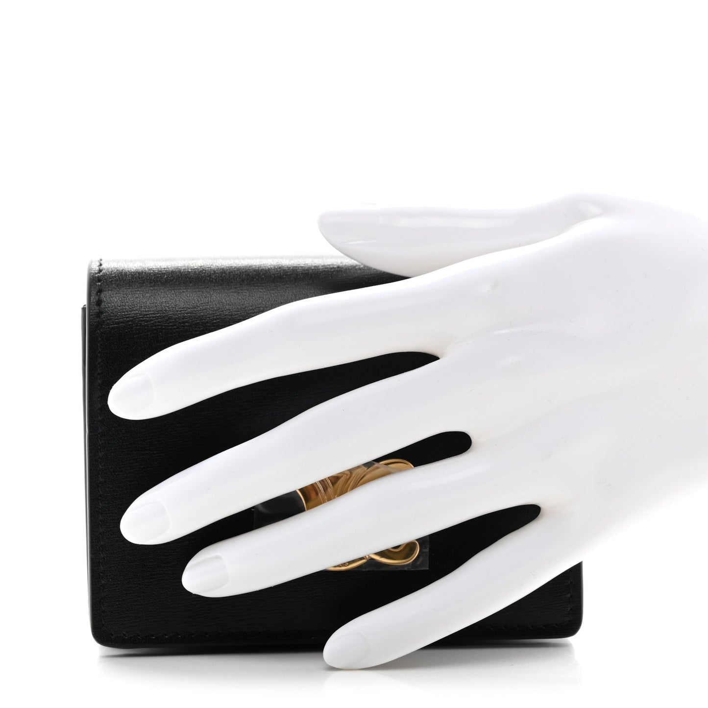 Shiny Calfskin Triomphe Busincess Card Holder Black