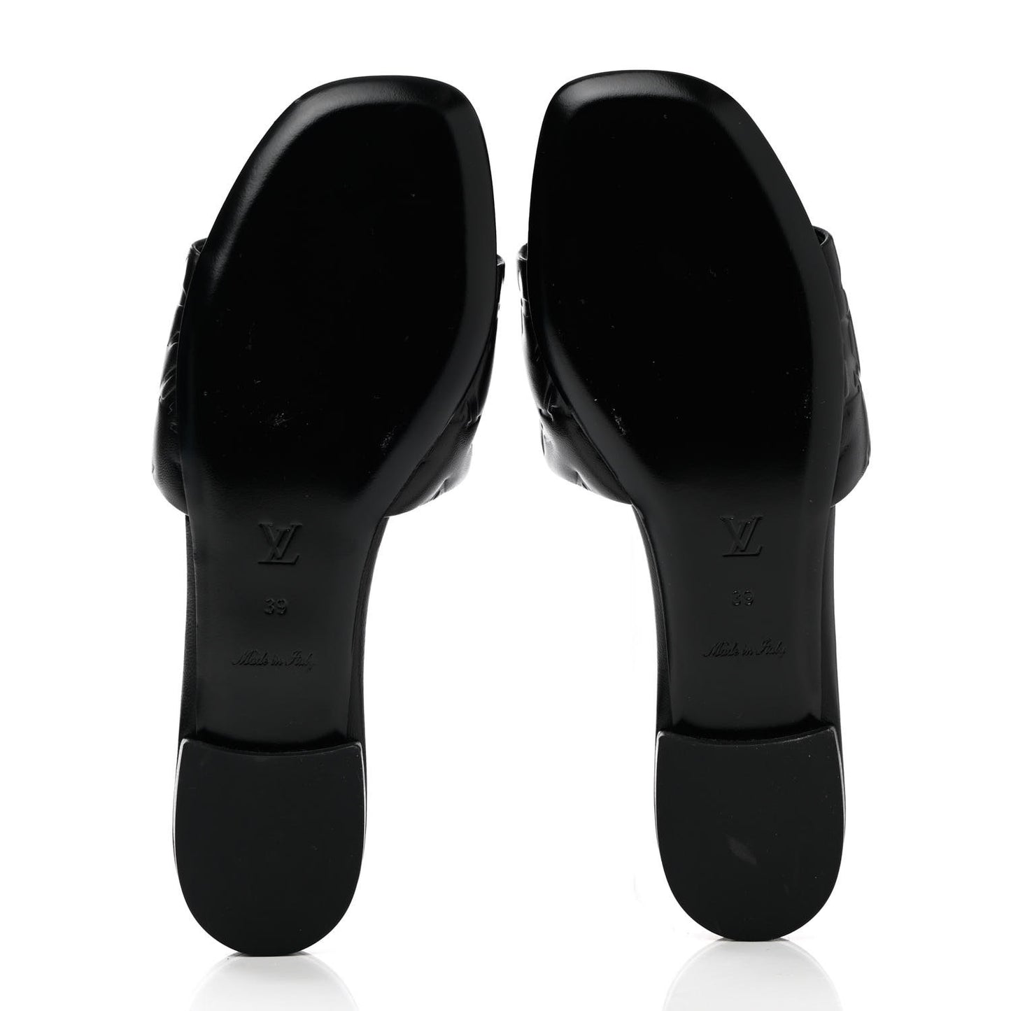 Lambskin Embossed Monogram Revival Flat Mules 39 Black