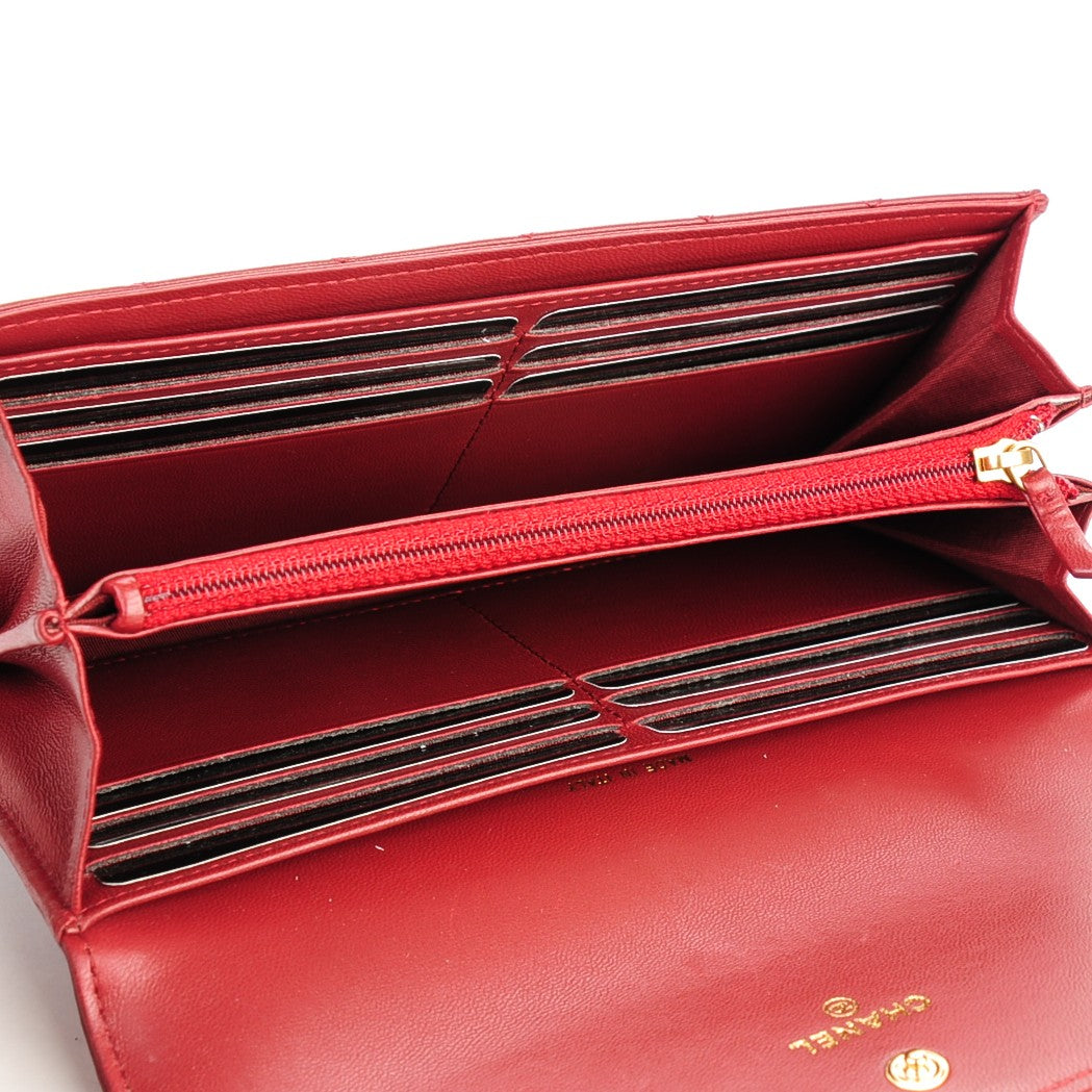 Chanel Lambskin Quilted Large Boy Flap Wallet Dark Red 6 of 8