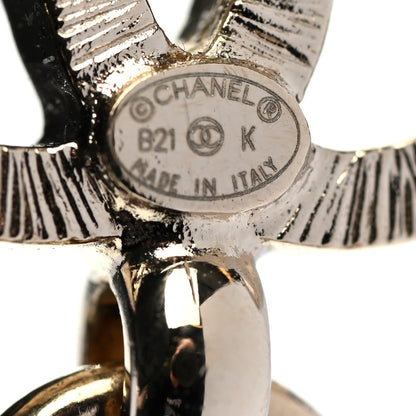 Chanel Resin Crystal CC Heart Drop Earrings Red Gold 3 of 5