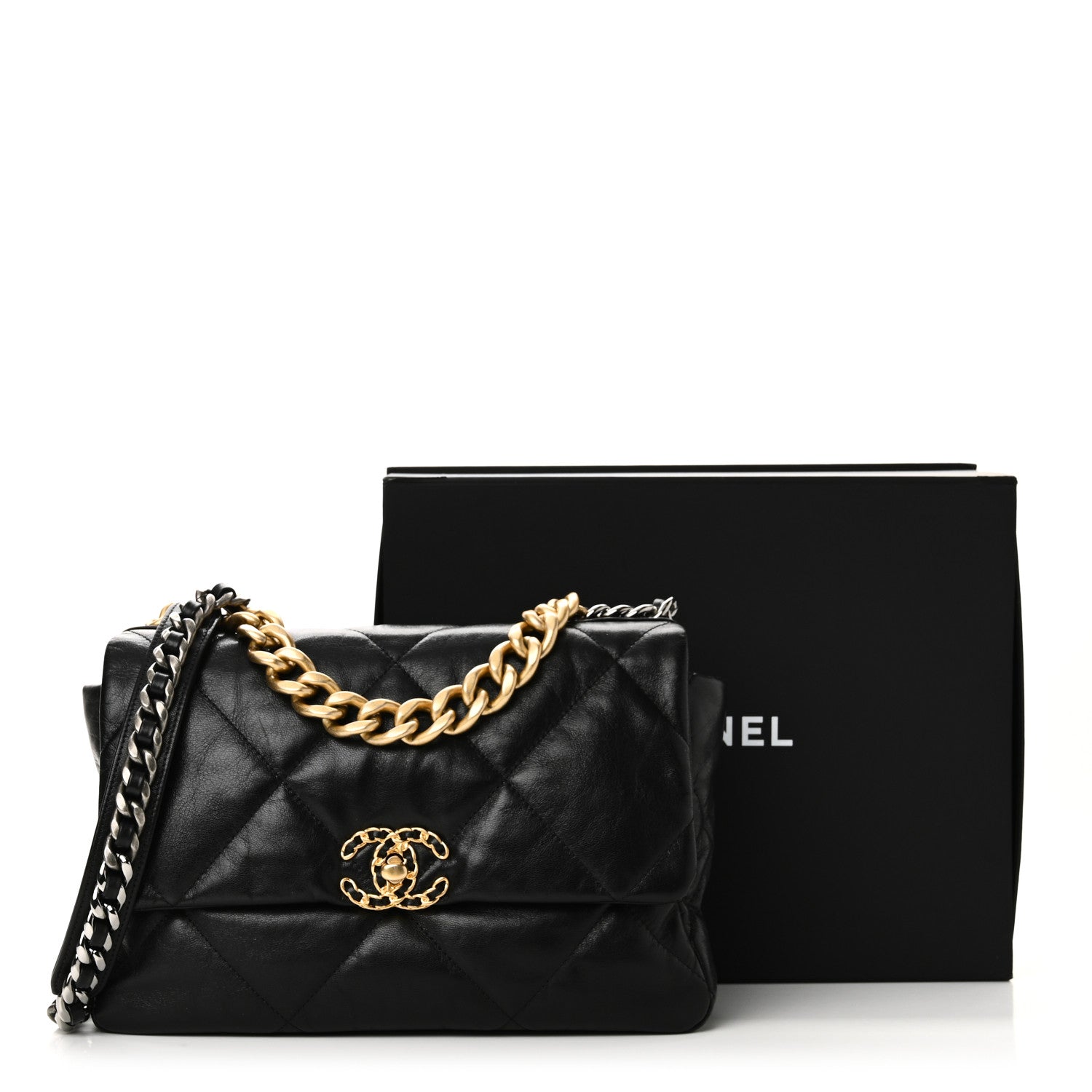 Chanel Goatskin Quilted Large Chanel 19 Flap Black 11 of 11