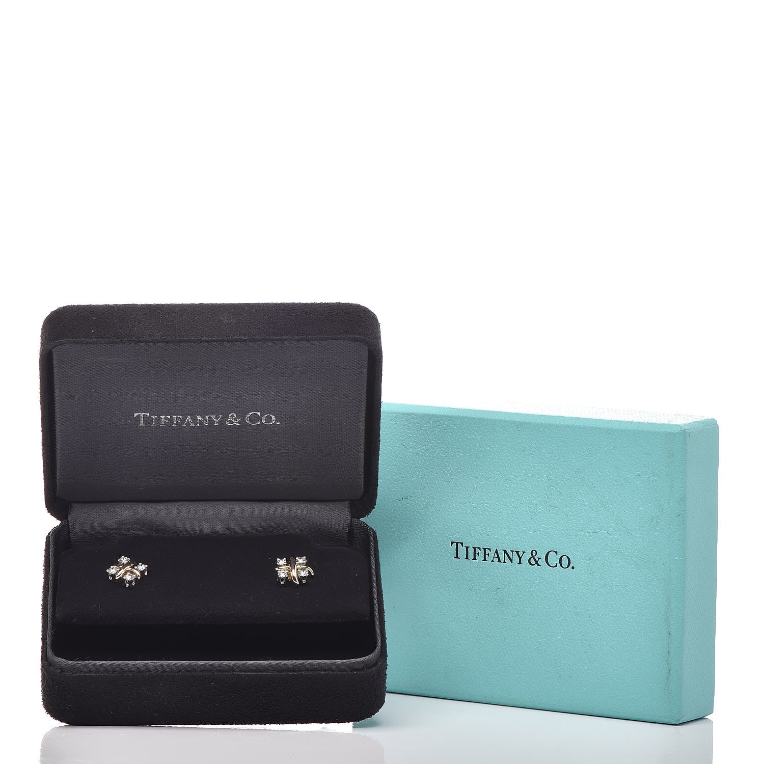 Tiffany Platinum 18K Yellow Gold Diamond Schlumberger Lynn Earrings 5 of 5