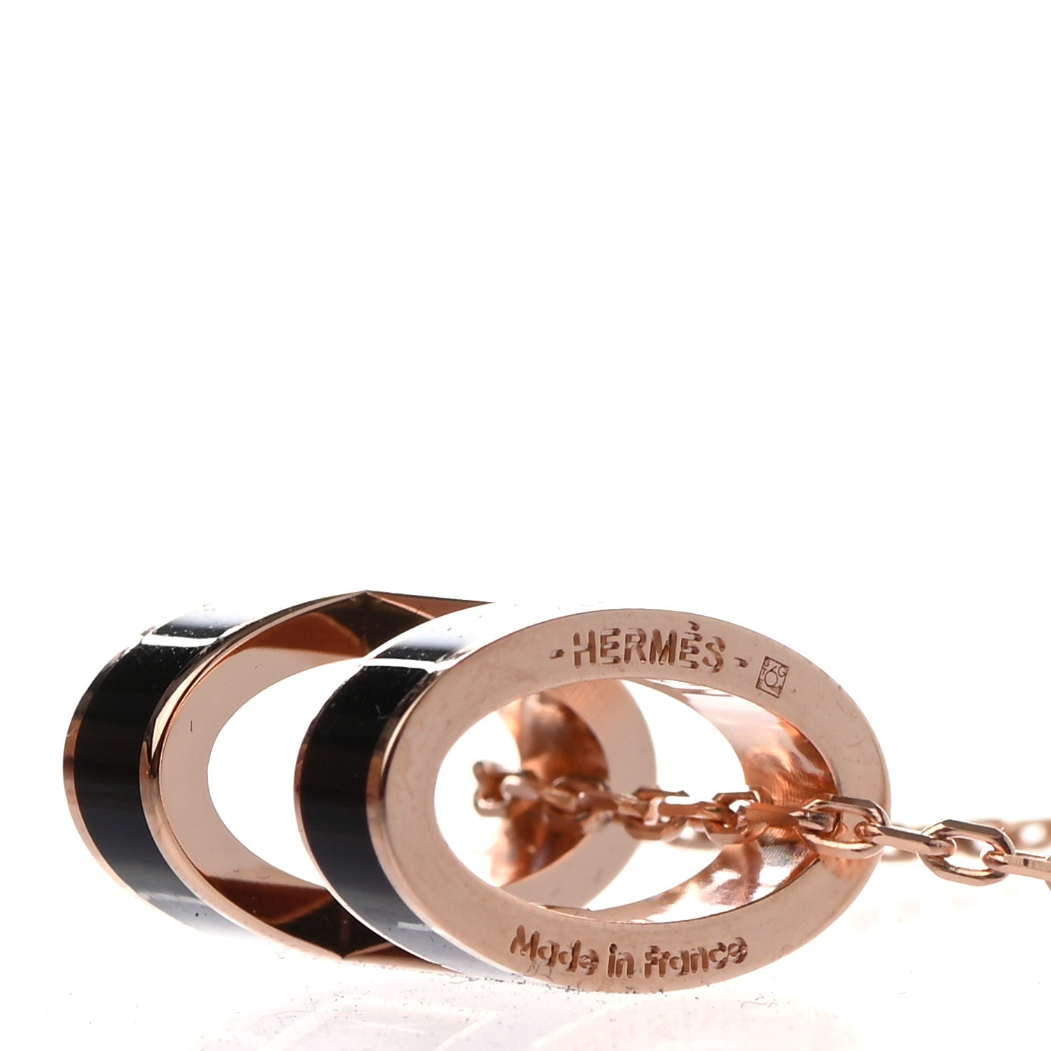 Hermes Lacquered Rose Gold Pop H Pendant Necklace Black 5 of 5