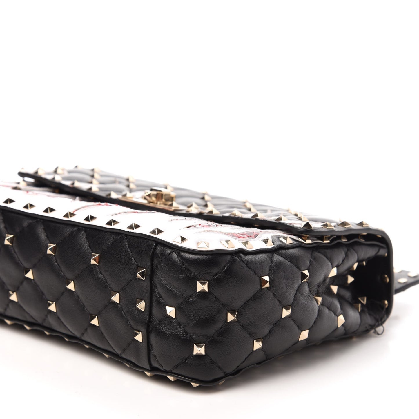 Lambskin Ayers Flames Medium Rockstud Spike Shoulder Bag Black