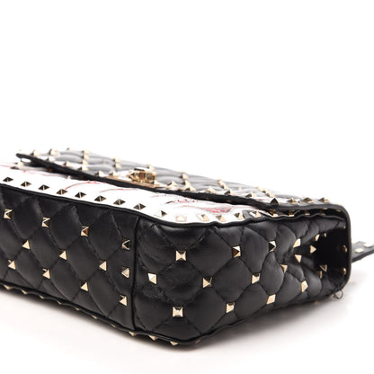 Valentino Garavani Lambskin Ayers Flames Medium Rockstud Spike Shoulder Bag Black 7 of 14