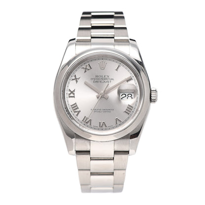 Rolex Stainless Steel 36mm Oyster Perpetual Datejust Watch Silver Roman 116000 1 of 5