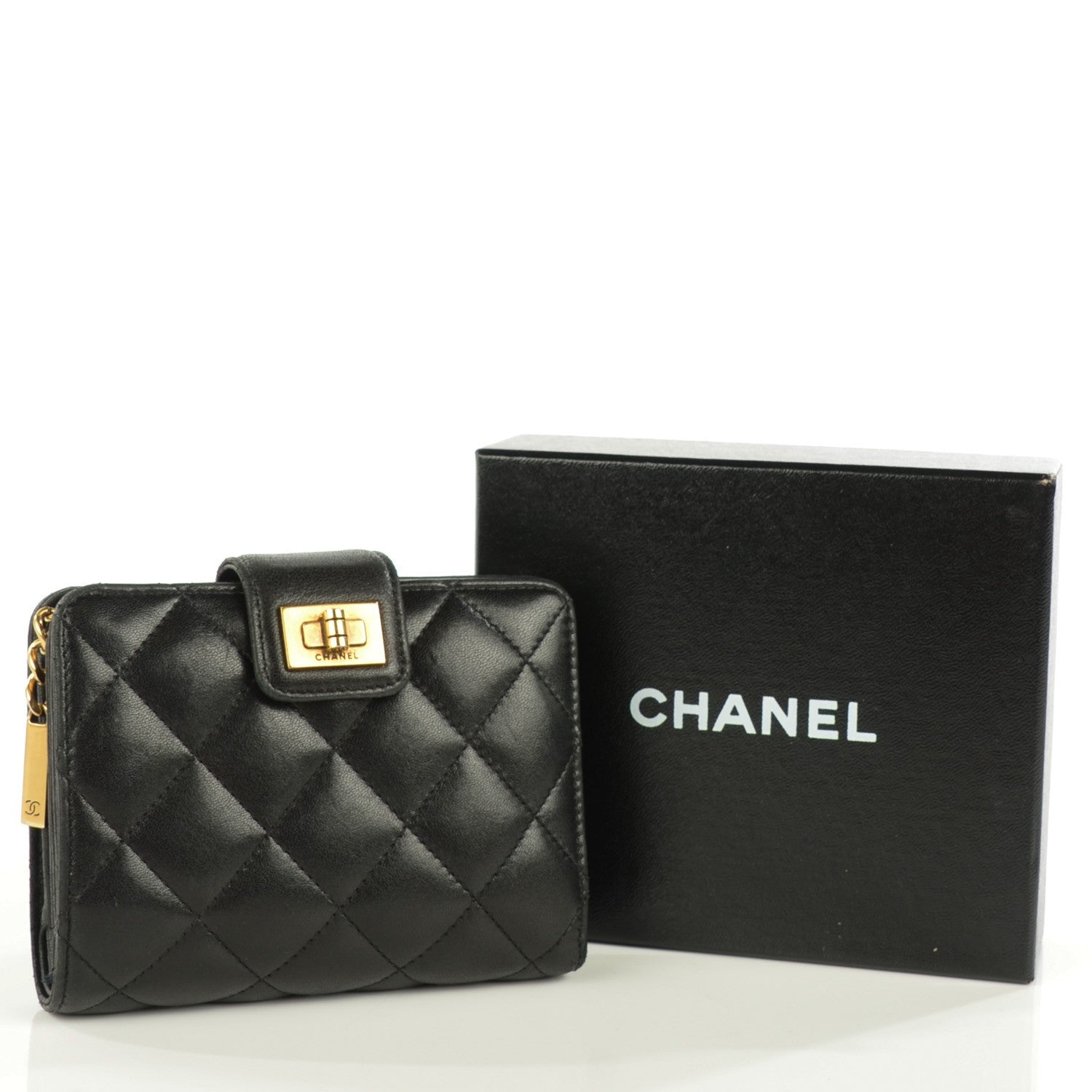 Chanel Lambskin Quilted Mademoiselle Compact Wallet Black 5 of 9