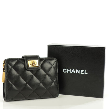Chanel Lambskin Quilted Mademoiselle Compact Wallet Black 5 of 9